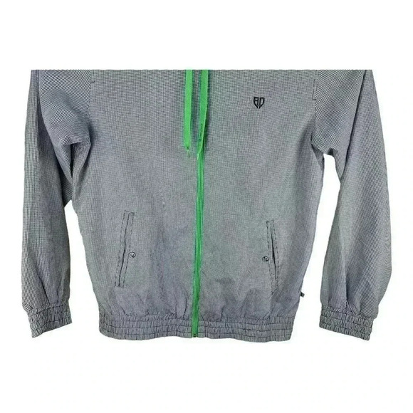 Artful Dodger Black White & Green Full Zip Jacket Windbreaker Size Large - Picture 3 of 13